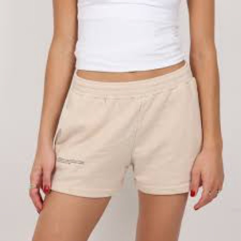 Pangaia cotton sweat shorts size large sand